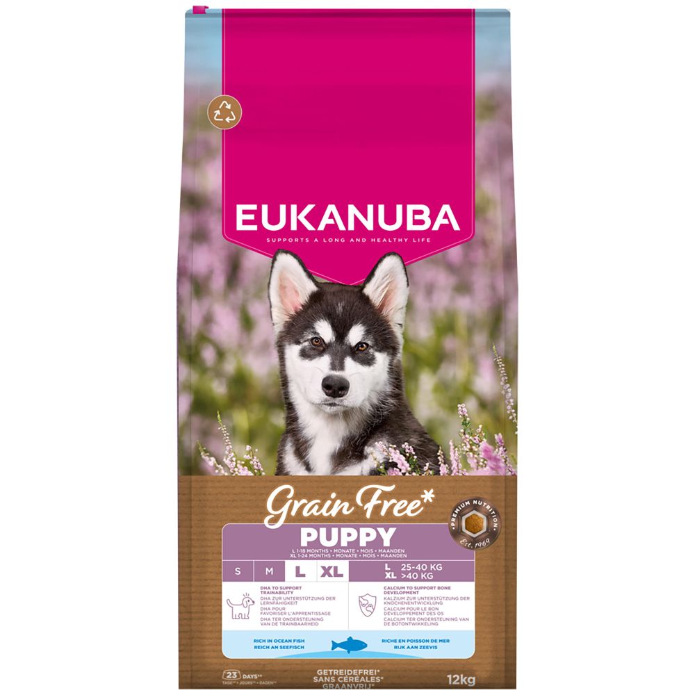 Eukanuba Eukanuba Grain Free Ocean Large Puppy Dry Dog Food pet food packaging